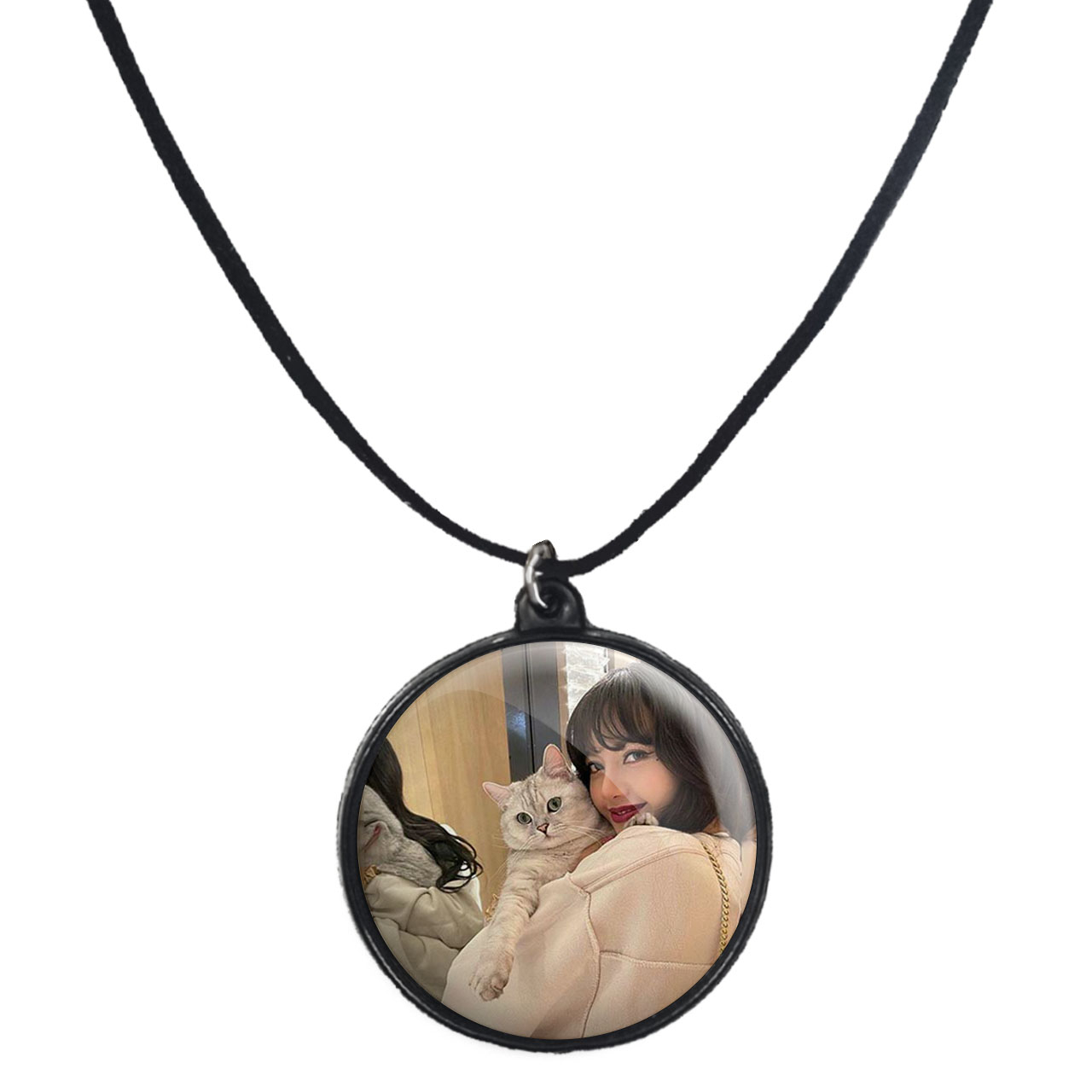 گردنبند پرمانه طرح بلک پینک کد pmb.6735 مدل دو طرفه