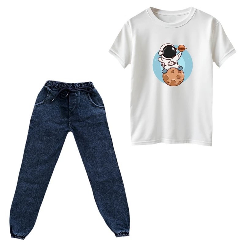 ست تی‌شرت و شلوار پسرانه مدل فضانورد کد ۱۸