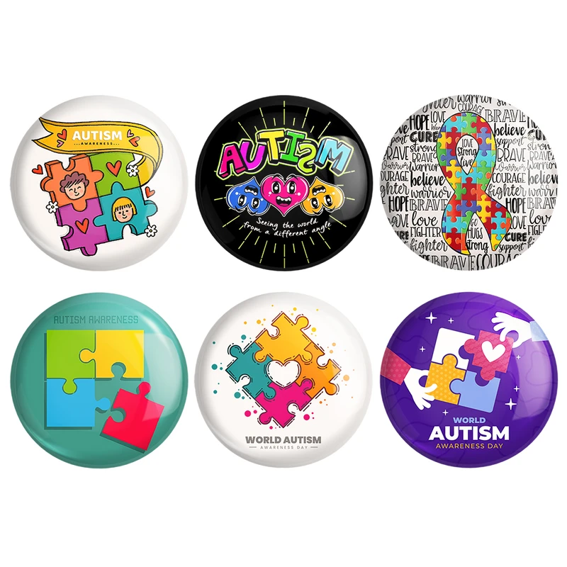 مگنت خندالو طرح اتیسم Autism کد 1730A مجموعه 6 عددی