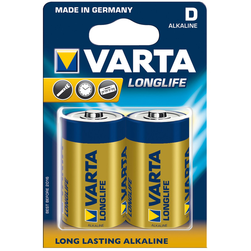 باتری D وارتا مدل LongLife Alkaline LR20  بسته 2 عددی
