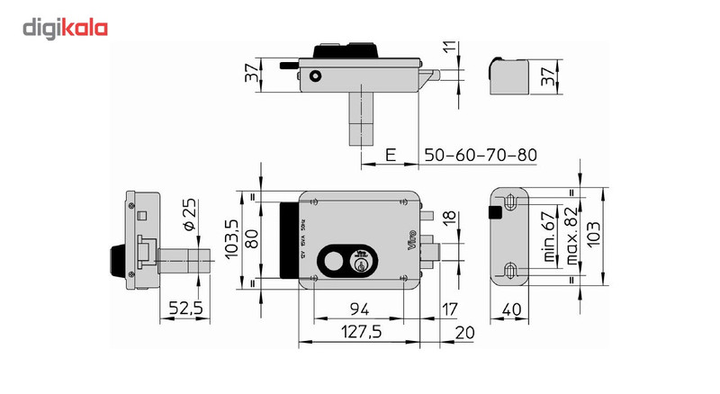 قفل برقی قفل شو ضامندار ویرو مدل R1 راست باز شو قفل برقی قفل شو ضامندار ویرو مدل R1 راست باز شو