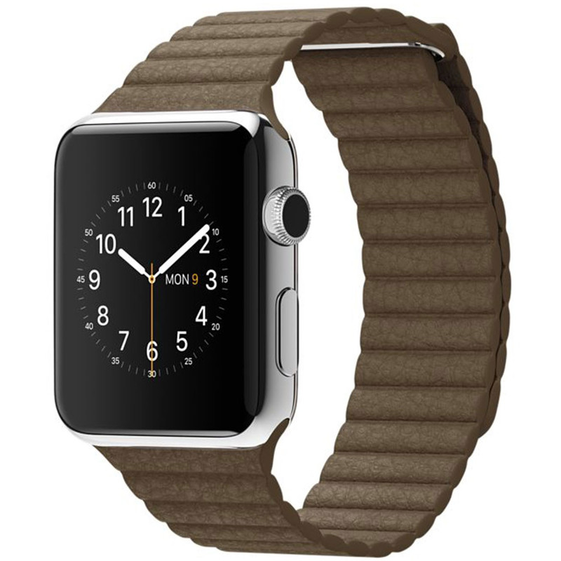 ساعت هوشمند اپل واچ مدل 42mm Steel Case With Light Brown Leather Loop Medium Band