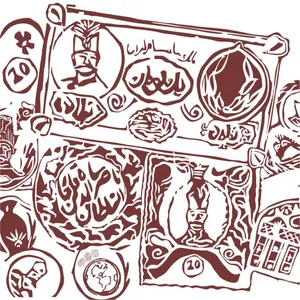 کادوپیچ پارچه‌ای گوشه طرح ناصرالدین خان