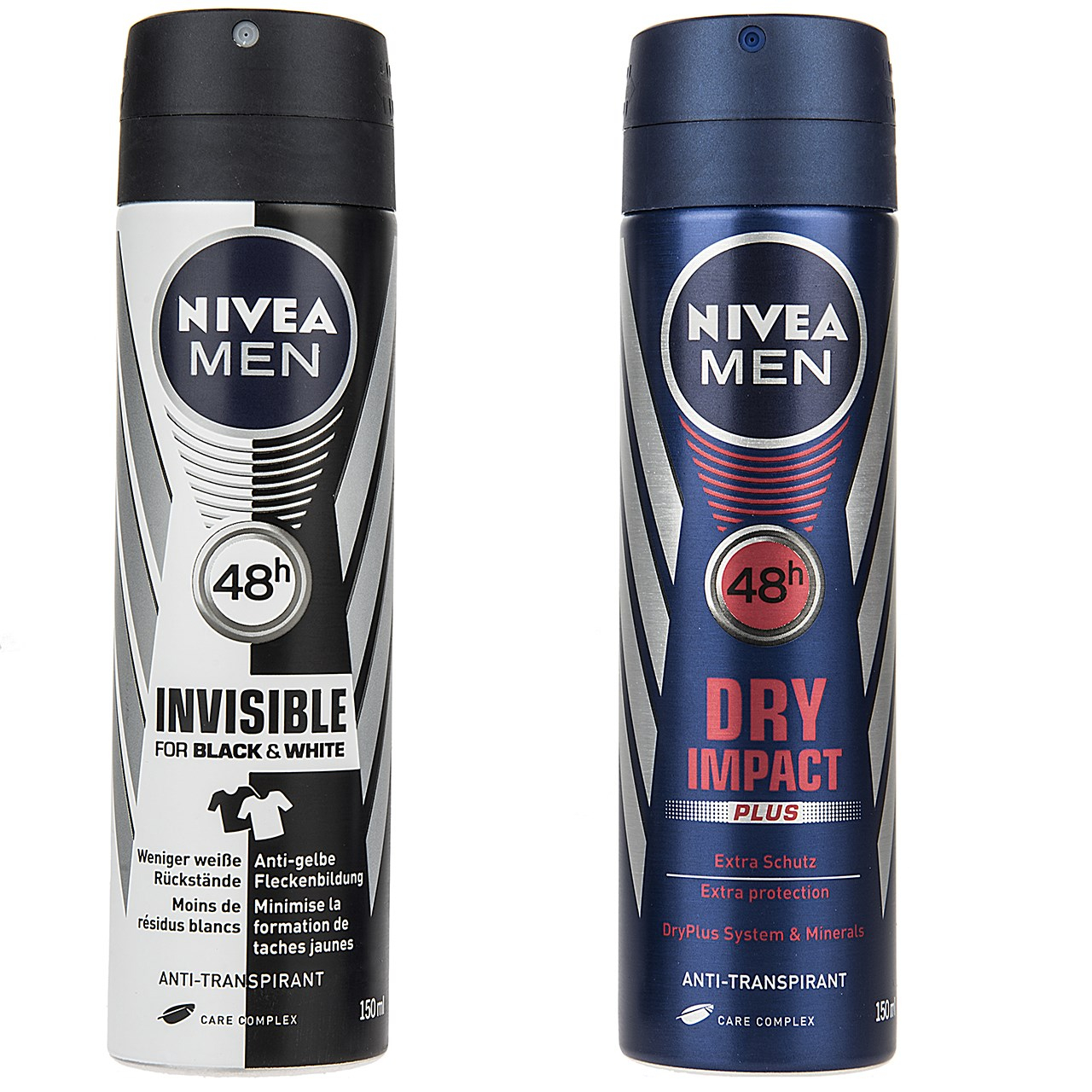 پک اسپری مردانه نیوآ مدل Invisible Black white و Dry Impact حجم 150 میلی لیتر-بسته 2 عددی