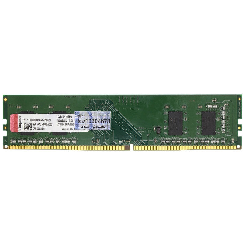 رم دسکتاپ DDR4 تک کاناله 2666 مگاهرتز CL19 کینگستون مدل KVR ظرفیت 4 گیگابایت