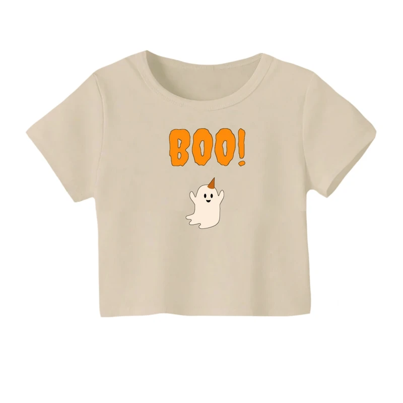 کراپ‌ تی‌شرت آستین کوتاه زنانه مدل روح