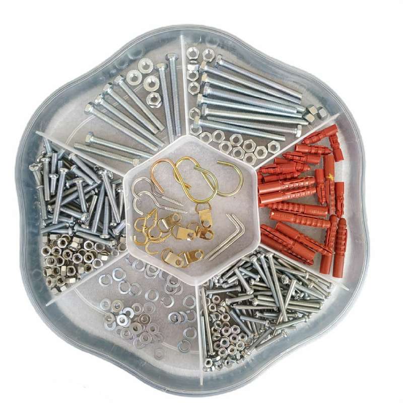 مجموعه 306 عددی پیچ و مهره و واشر و قلاب و رولپلاک مدل PG1