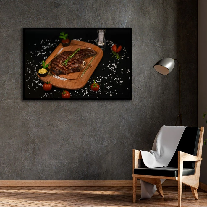 تابلو نوری بکلیت طرح استیک گوشت مدل B-D2230 فریم مشکی