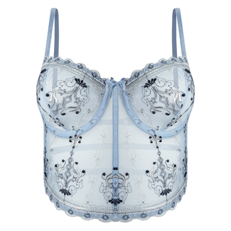 ست شورت و سوتین زنانه مدل گل کد Mis8026 رنگ آبی