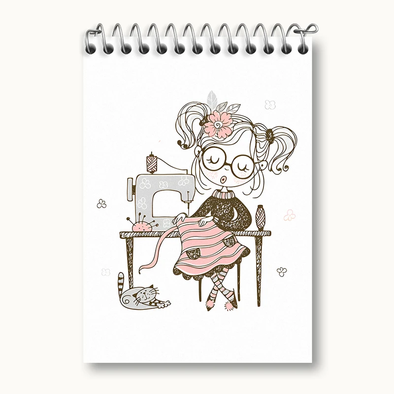 دفتر یادداشت 50 برگ خندالو طرح دختر خیاط کد N2016