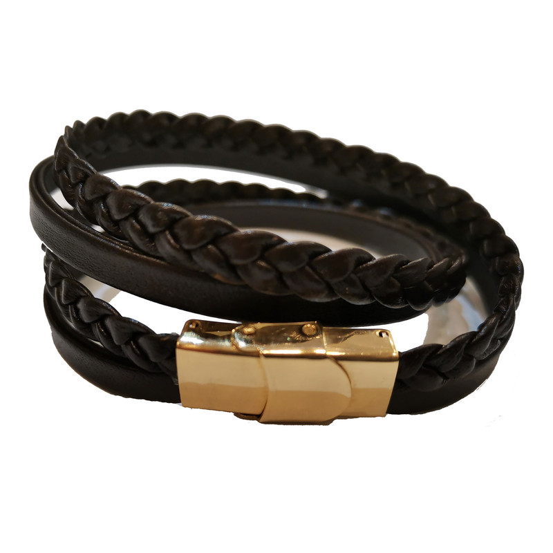 دستبند مدل چرم بافت دودور