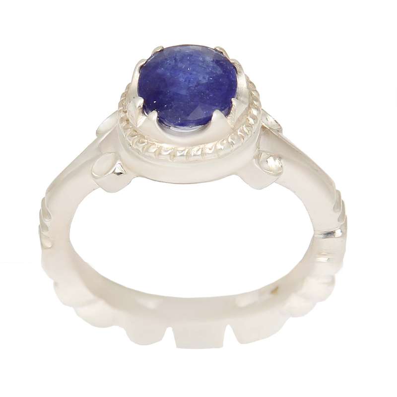 انگشتر نقره مردانه بازرگانی میلادی مدل سنگ یاقوت کبود رکاب دست ساز کد AM_2348