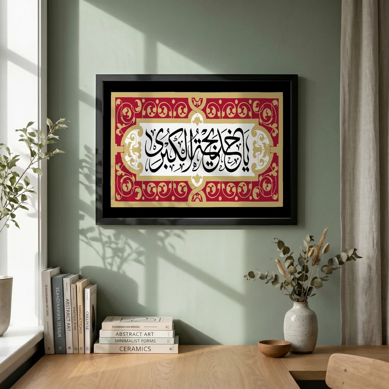 تابلو طرح یا خدیجه الکبری مدل G15632 فریم مشکی