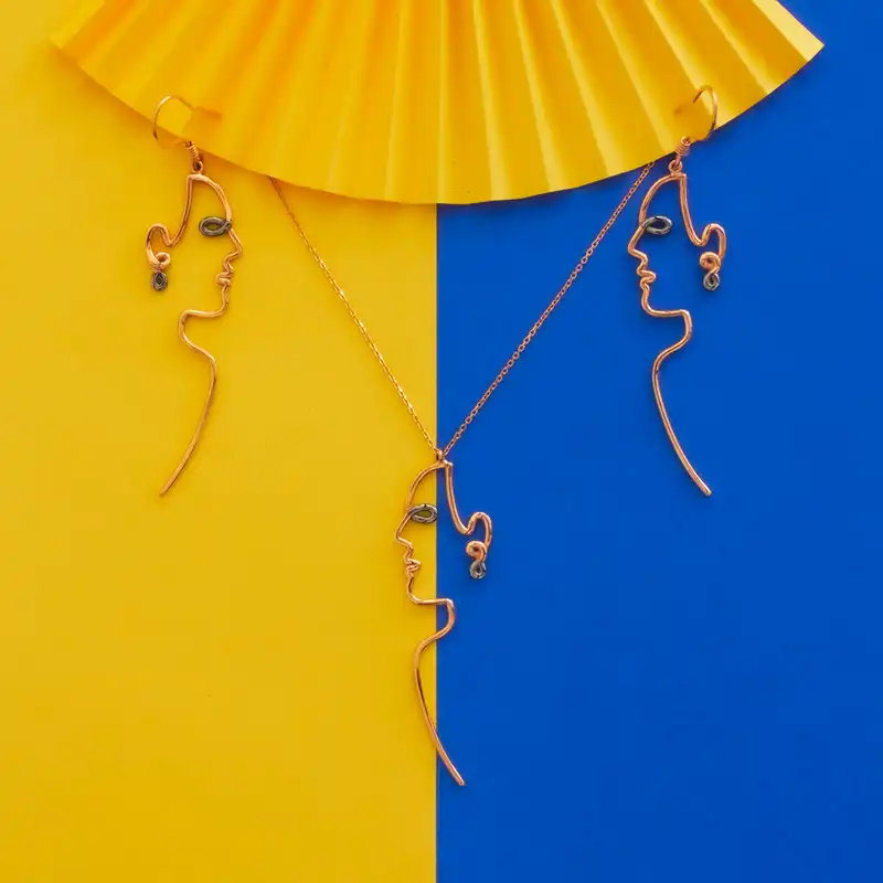 نیم ست طلا 18 عیار زنانه مدل رخ C0009