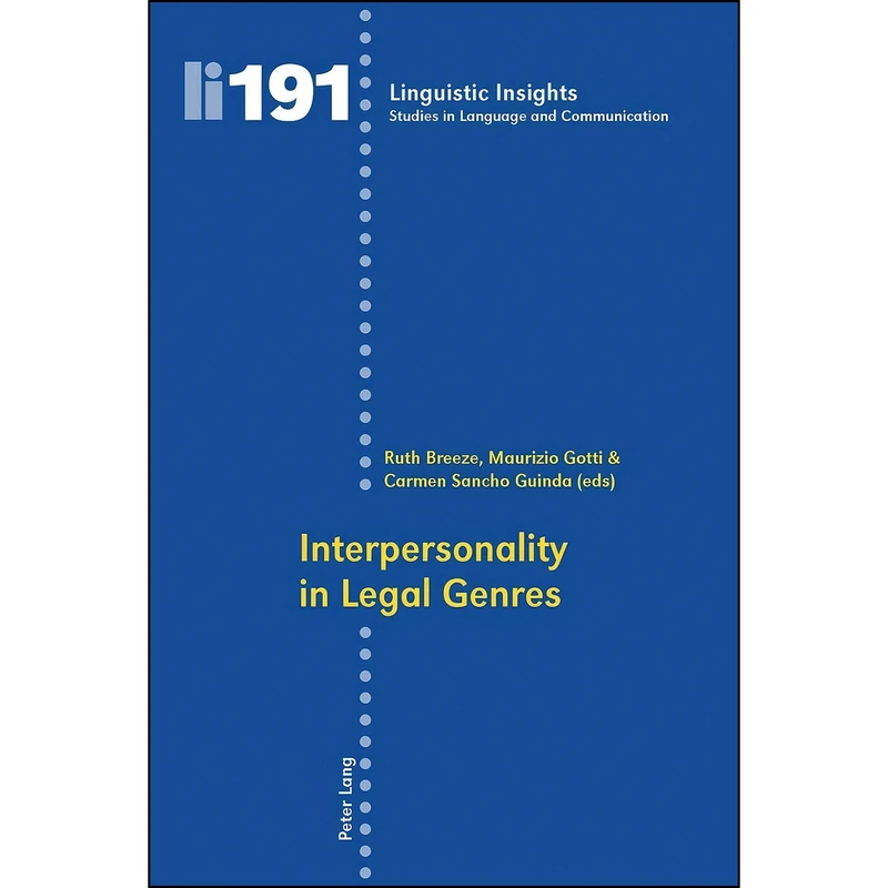 کتاب Interpersonality in Legal Genres  اثر جمعي از نويسندگان انتشارات بله