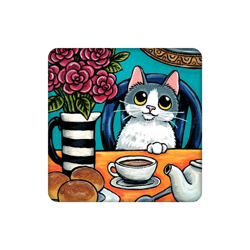 زیرلیوانی طرح عصرانه با گربه مودب کد 2055953