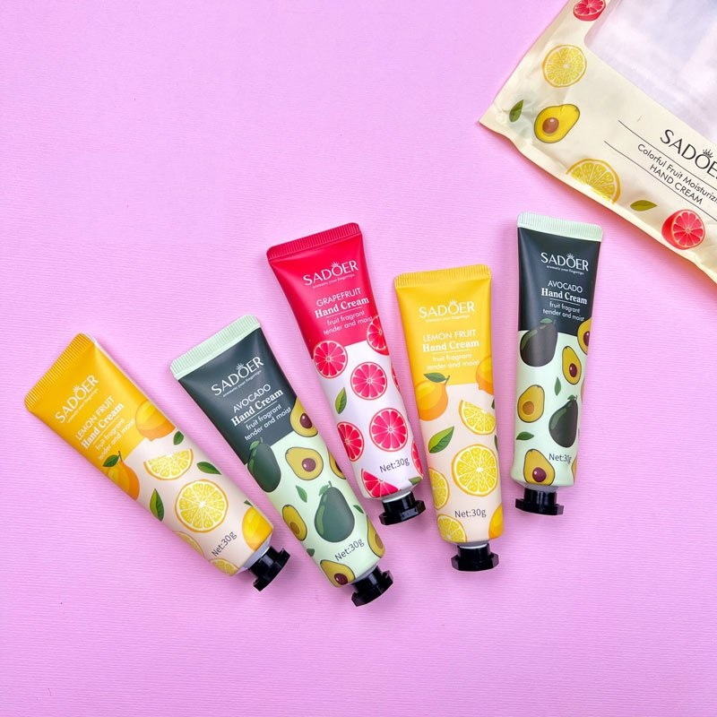 کرم مرطوب کننده دست و صورت سادور مدل Fruit مناسب برای انواع پوست وزن 30 گرم بسته 5 عددی