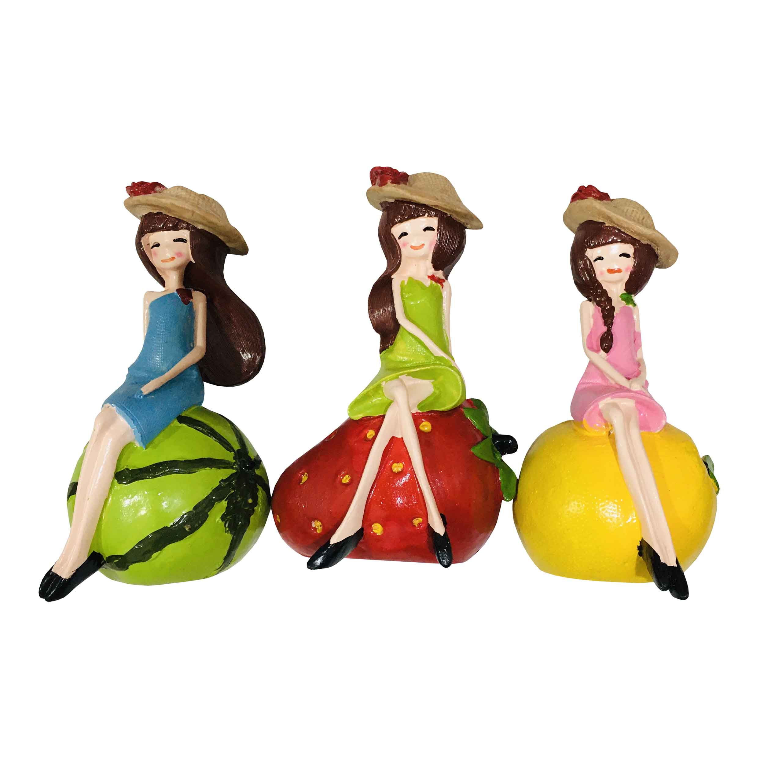 مجسمه  طرح دختر میوه ای مدل 1110 مجموعه سه عددی