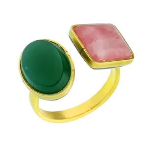 انگشتر زنانه گالری عزیزی طرح دو سنگ مدل gz15345