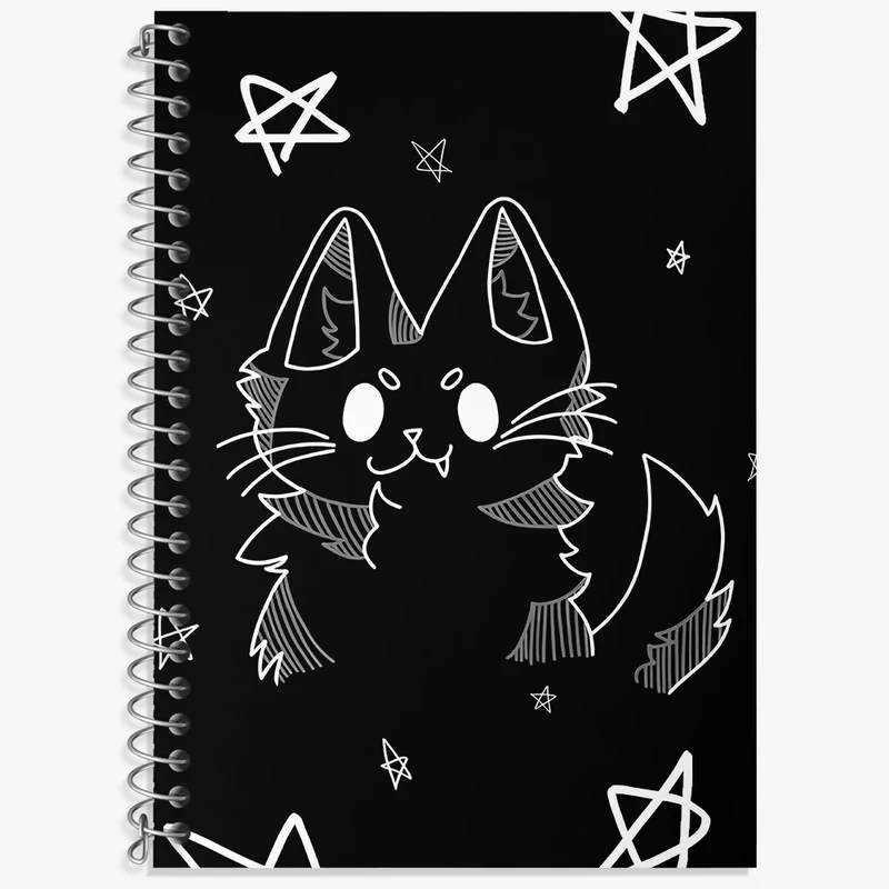 دفتر زبان 50 برگ خندالو مدل دو خط طرح گربه بامزه کد N5478