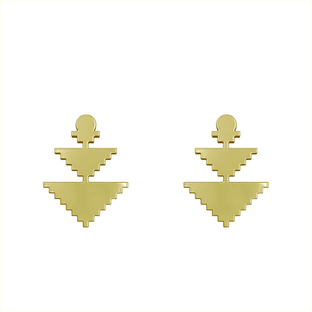 گوشواره طلا 18 عیار زنانه مدوپد مدل هندسی کد GA1-15005