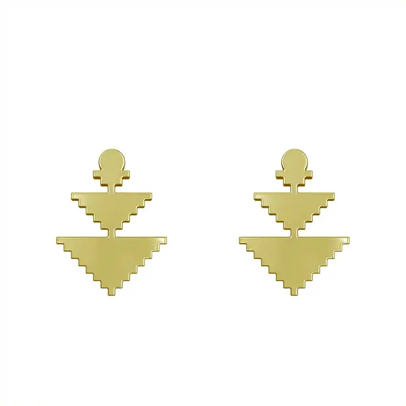 گوشواره طلا 18 عیار زنانه مدوپد مدل هندسی کد GA1-15005