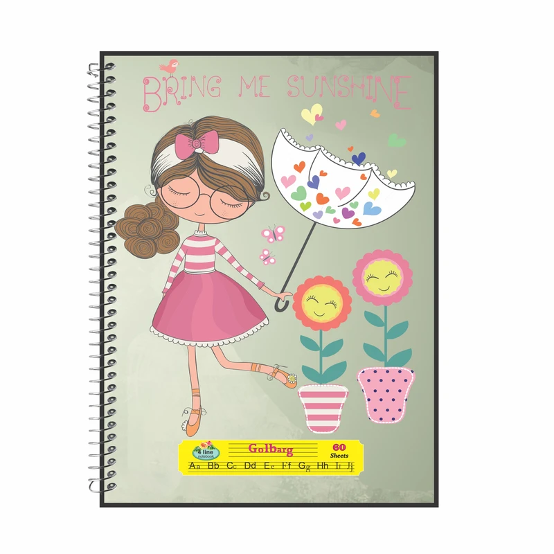 دفتر زبان 60 برگ گلبرگ طرح دخترانه کد 60584