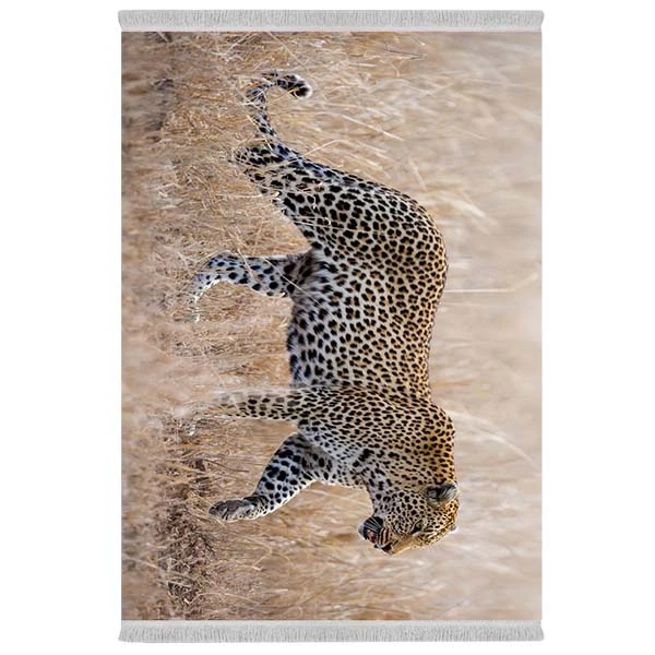 فرش پارچه‌ای دفه مدل فرشینه شانل مخمل طرح فانتزی کد 7034