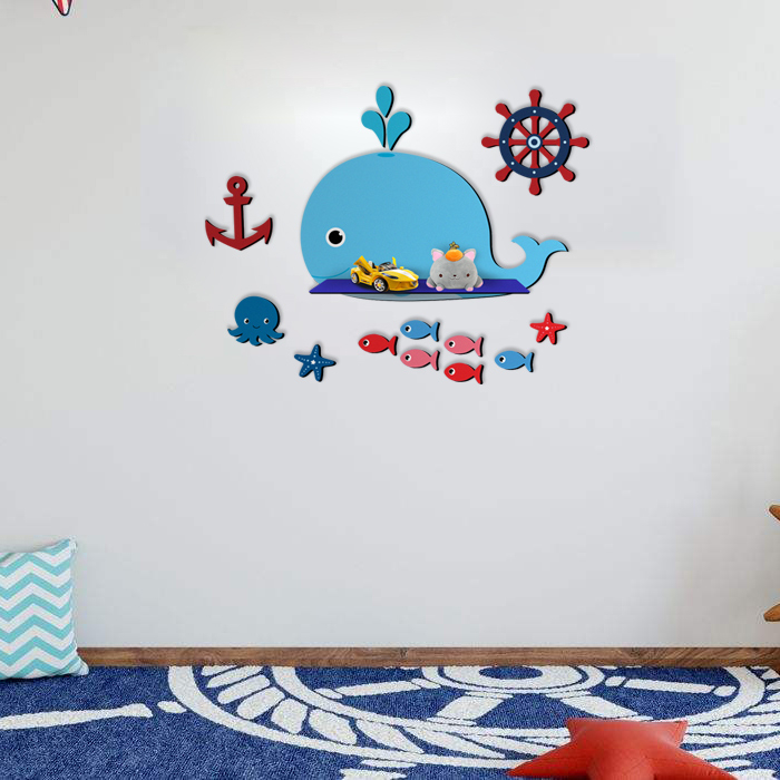 شلف دیواری اتاق کودک باروچین مدل نهنگ کد SH-9