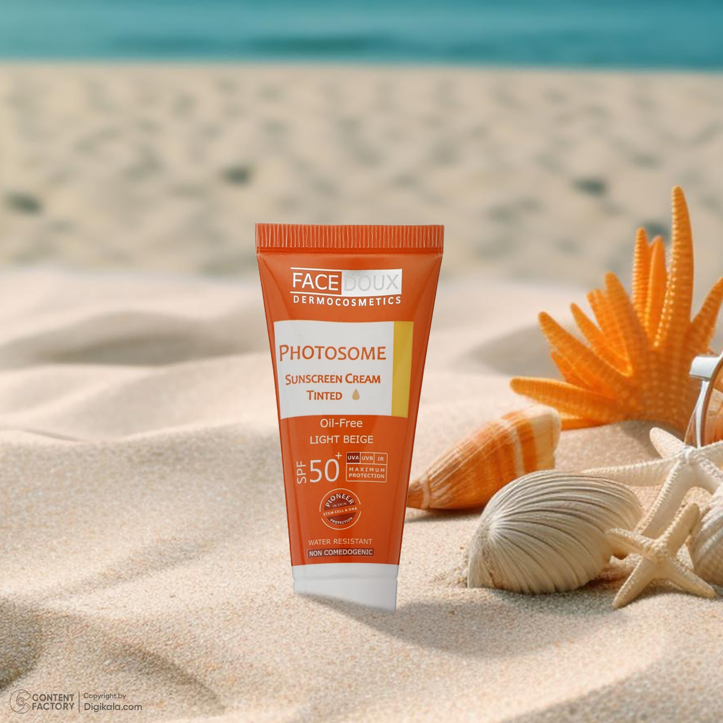 کرم ضد آفتاب رنگی فیس دوکس، SPF 50، مدل فتوزوم، مناسب انواع پوست با تنالیته روشن و حجم 40 میلیلیتر، غیر کومدونزا، ضد آب، محافظتکننده در برابر اشعههای UVA و UVB، دارای فرمولاسیون فاقد چربی، با ماندگاری 2 ساعته