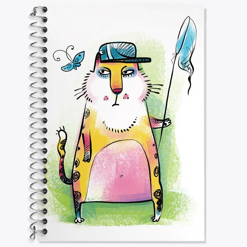 دفتر زبان 50 برگ خندالو مدل سه خط طرح گربه کد 5026