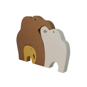   اسباب بازی چوبی طرح پازل فیل خانواده مدل MKT03-M