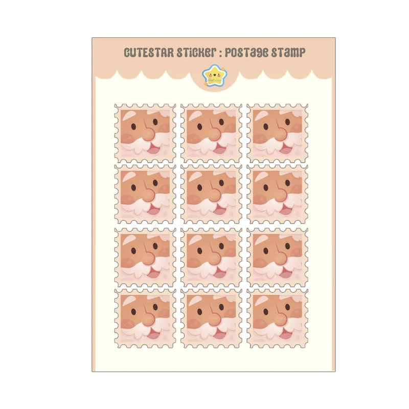 برچسب کیوت استار مدل تمبر فانتزی طرح بابانوئل کریسمس