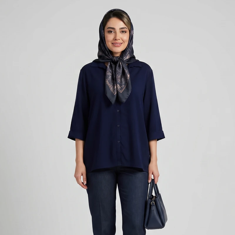 شومیز آستین سه ربع یقه برگردان زنانه ال سی وایکیکی مدل S576481Z8