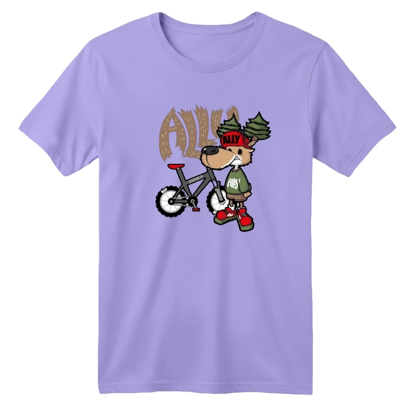 تی‌شرت آستین کوتاه لانگ یقه گرد بچگانه مدل گوزن و دوچرخه