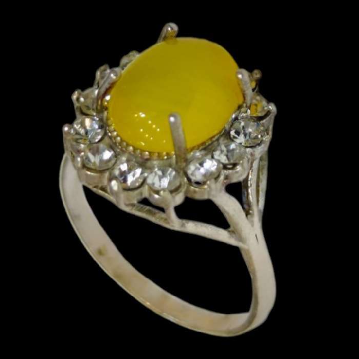 انگشتر نقره زنانه مدل سنگ شرف الشمس مخراج برلیان کد ۲۲۲