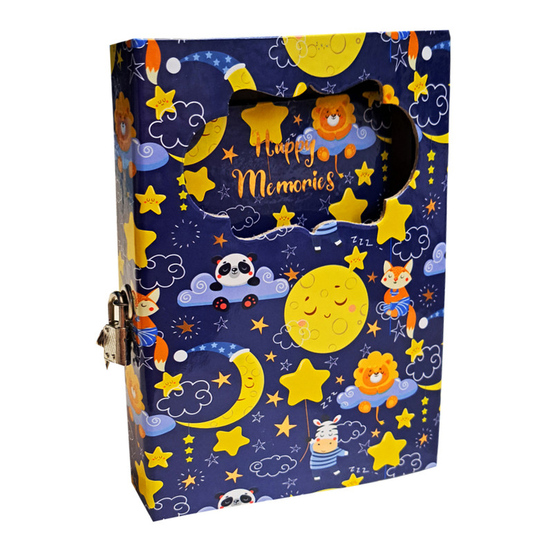 دفتر خاطرات مدل قفل دار طرح ماه و ستاره و روباه کد 85