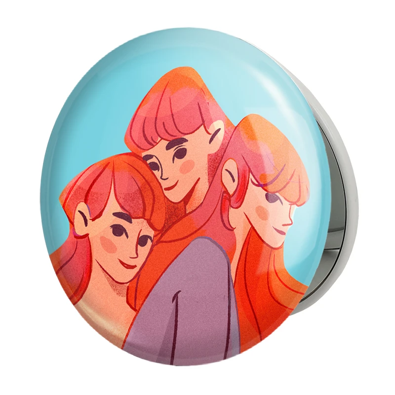 آینه جیبی خندالو طرح دخترونه مدل تاشو کد 6110 