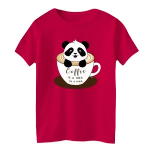 تی شرت آستین کوتاه بچگانه مدل پاندا و قهوه رنگ سرخابی