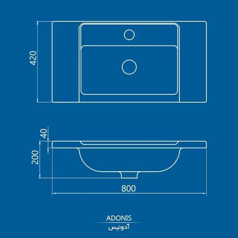 کاسه روشویی چینی کرد مدل آدونیس