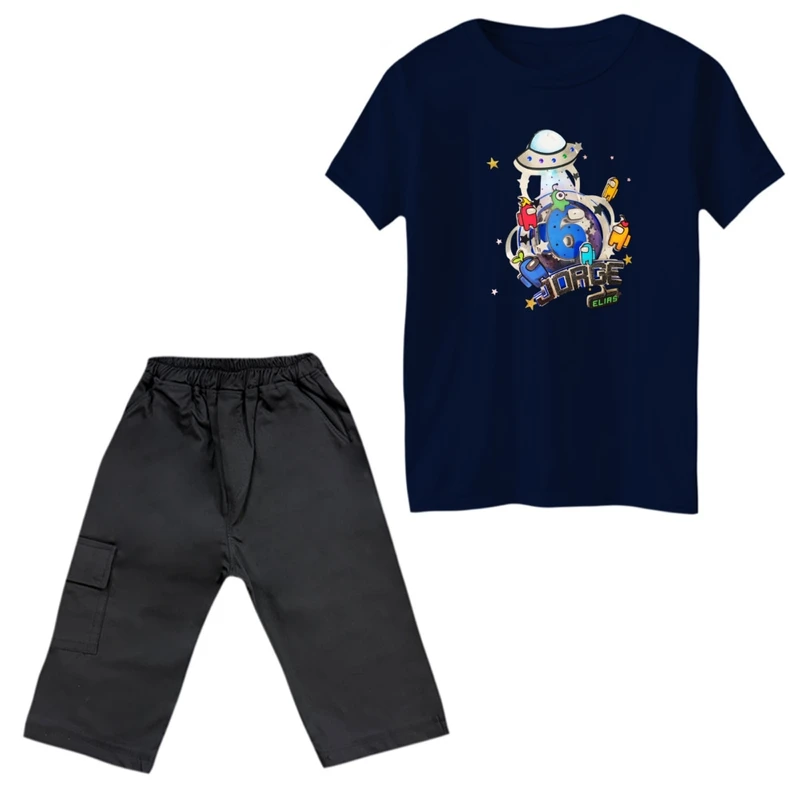 ست تی‌شرت و شلوارک پسرانه مدل امانگ آس کد 5