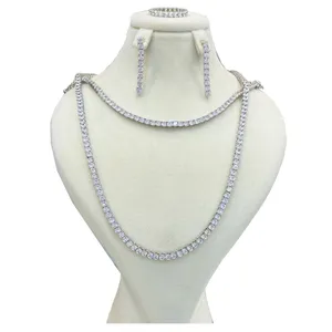 ست کامل نقره زنانه مدل تنیسی جواهری با روکش رادیوم 943-24