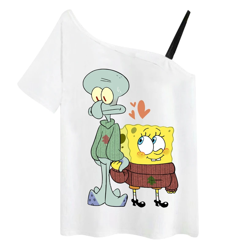 تی شرت آستین کوتاه دخترانه مدل باب اسفنجی و اختاپوس