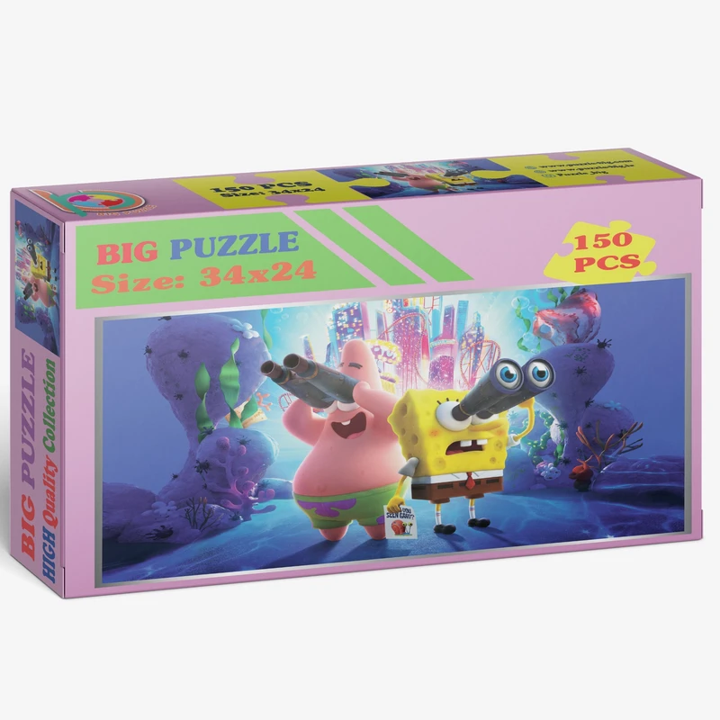 پازل ۱۵۰ تکه بیگ پازل مدل باب اسفنجی مناسب برای سه سال به بالا