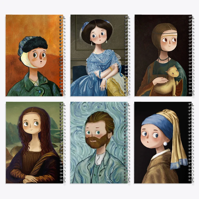 دفتر مشق 100 برگ خندالو طرح نقاشی های معروف کد 498 مجموعه 6 عددی