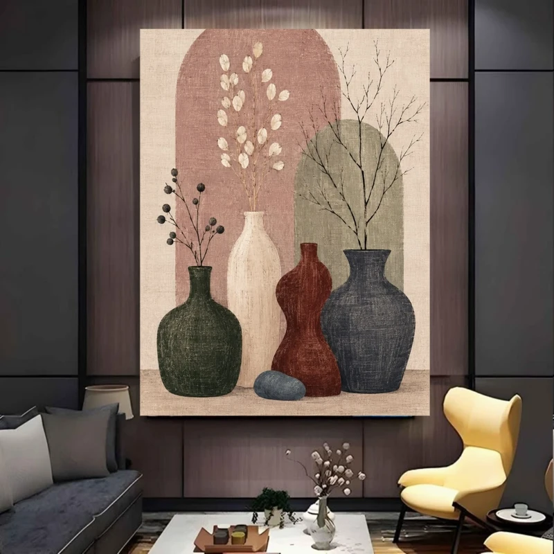پوستر پارچه ای طرح مخمل  نقاشی مدل گلدان ها کد FP106931