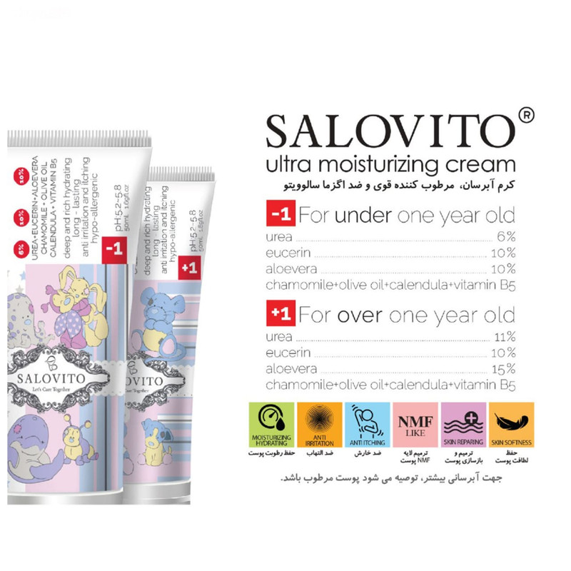 کرم مرطوب کننده کودک سالوویتو مدلplus1 حجم 100 میلی لیتر مجموعه دو عددی