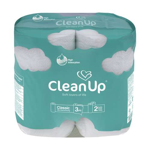 دستمال حوله کاغذی کلین آپ مدل ابر بسته 2 عددی