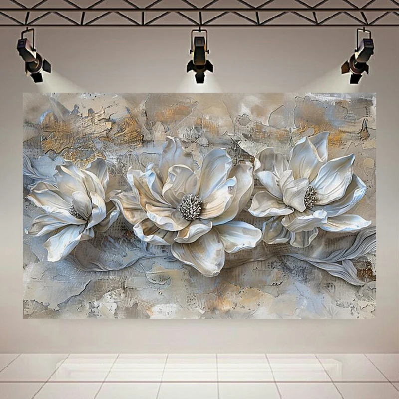 تابلو بوم طرح مخمل نقاشی گل مدل رنگ و روغن کد AR302857