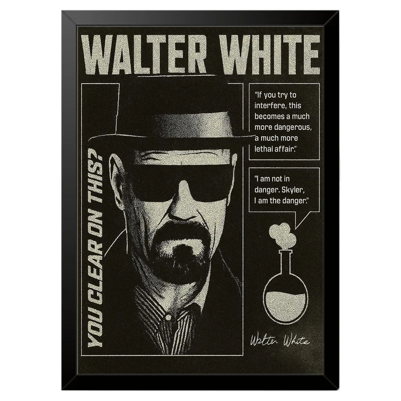 تابلو بکلیت طرح سریال بریکینگ بد شخصیت والتر وایت Breaking Bad Walter White مدل b-po1652 فریم مشکی